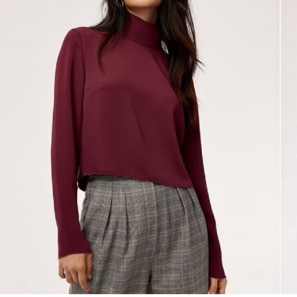 [XXS] Babaton Aritzia Rembrandt blouse long sleeve burgundy Women